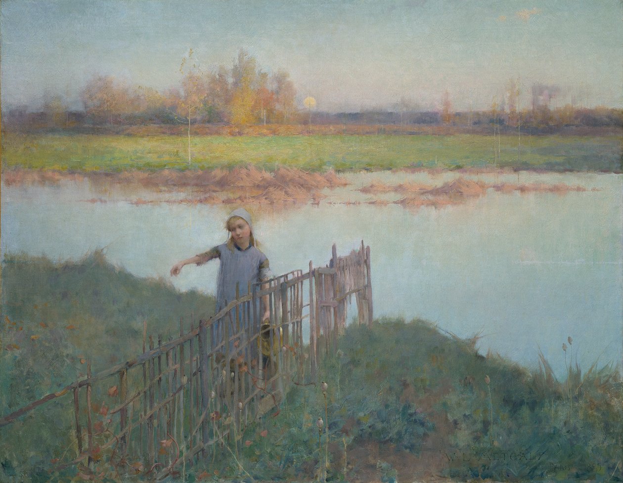 Solnedgång vid Grez av Willard Leroy Metcalf
