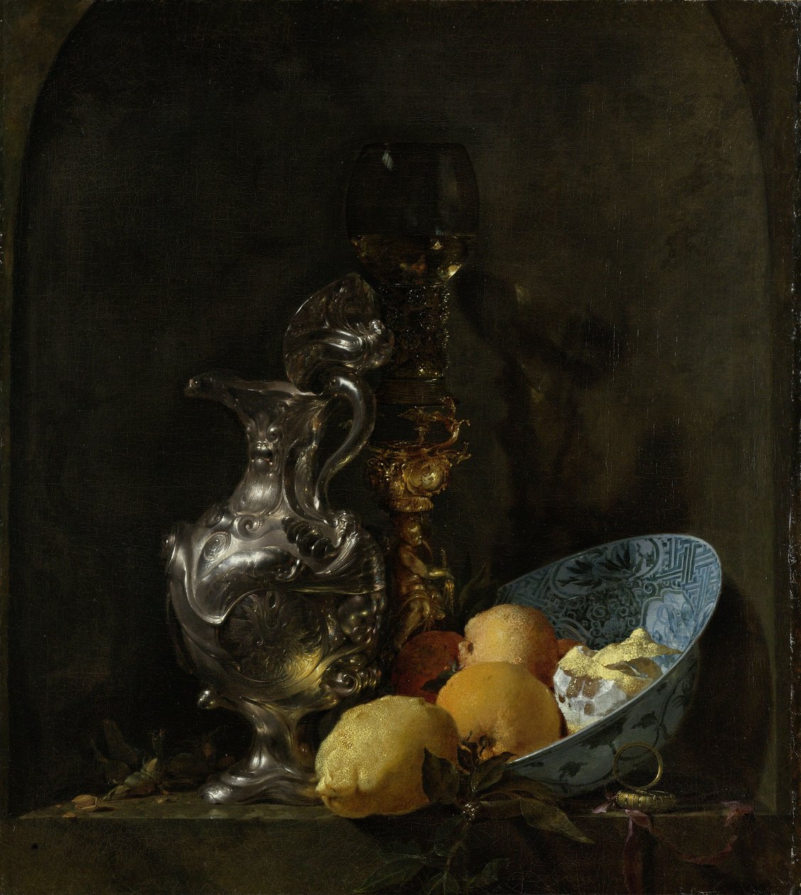 Stilleben med silvertacka, c.1655-60 av Willem Kalf