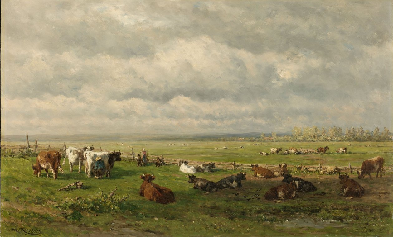 Ängslandskap med boskap, c.1880 av Willem Roelofs