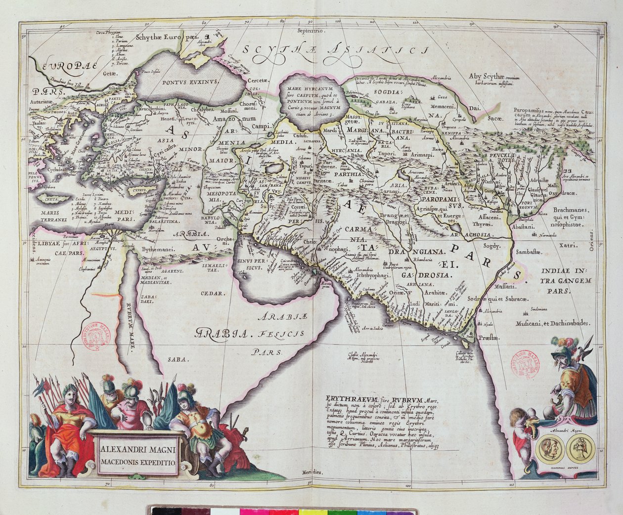 Karta över Alexander den stores (356-323 f.Kr.) resor från "Le Theatre du Monde" eller "Nouvel Atlas", 1645 av Joan Blaeu