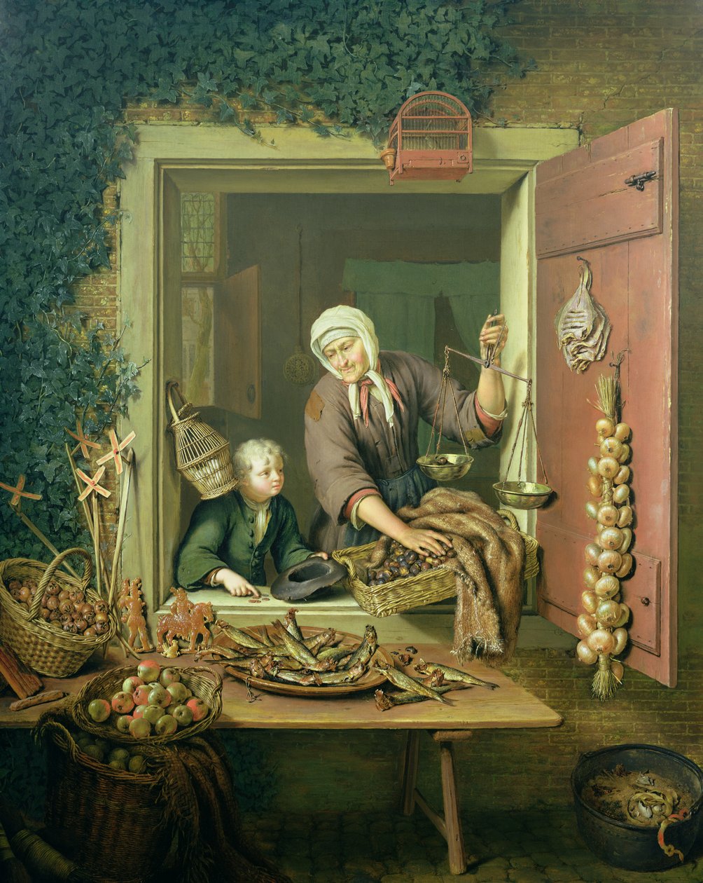 Pojke som köper kastanjer av Willem Van Mieris