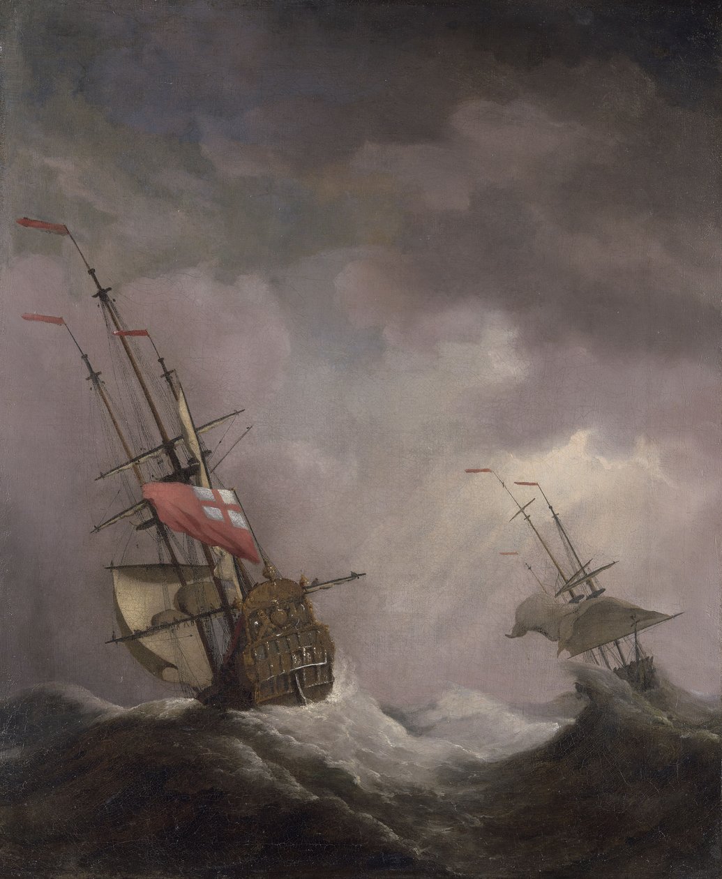 An English Ship at Sea Running In a Gale av Willem van de Velde the Younger