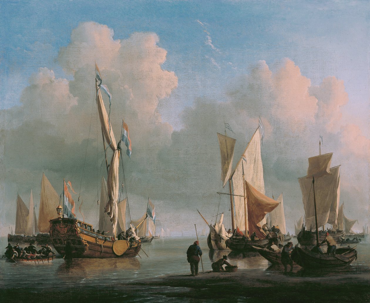 Fartyg utanför kusten av Willem van de Velde the Younger