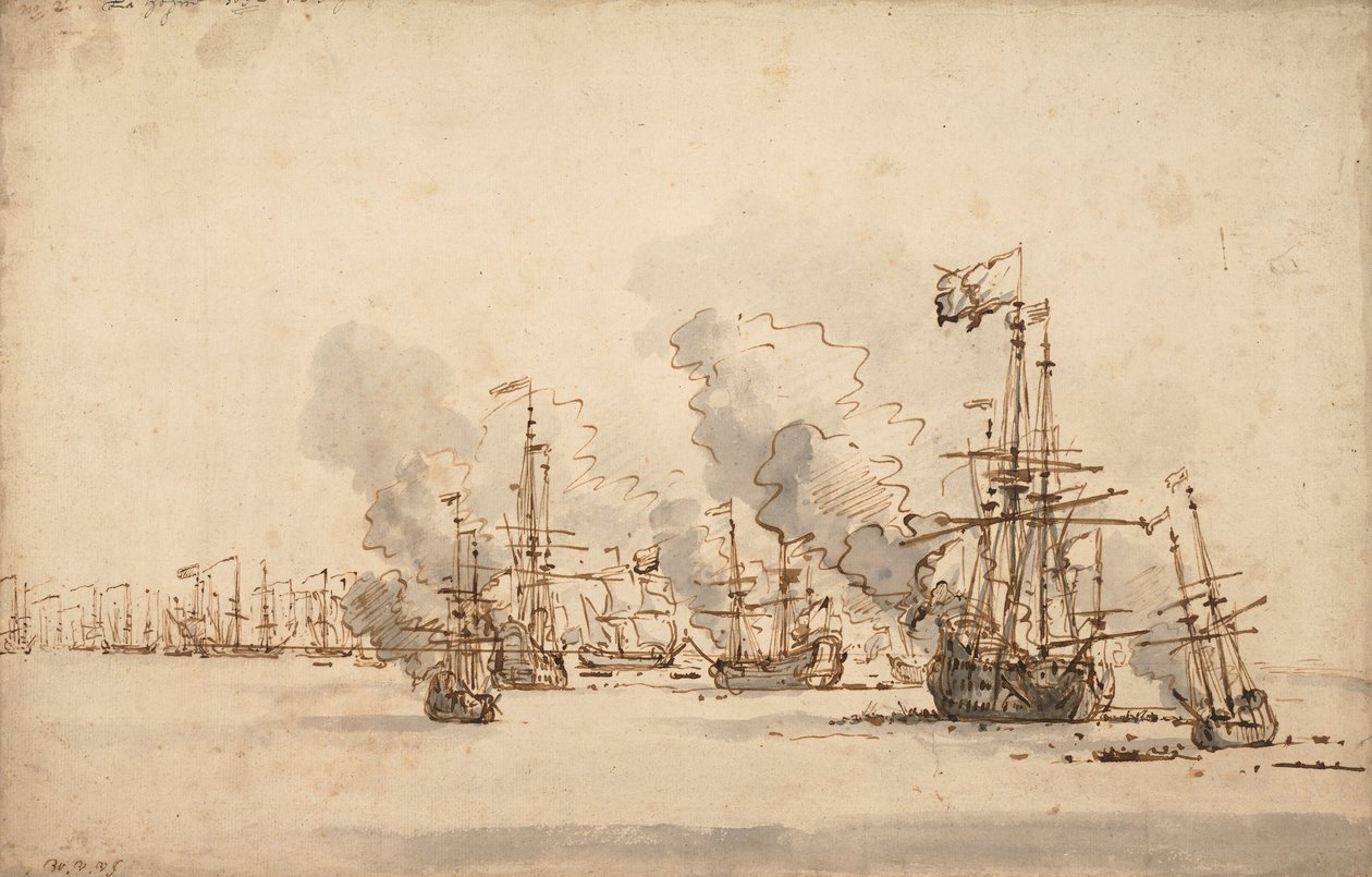 The Sea Battle at la Hogue, c. 1701 av Willem van de Velde the Younger