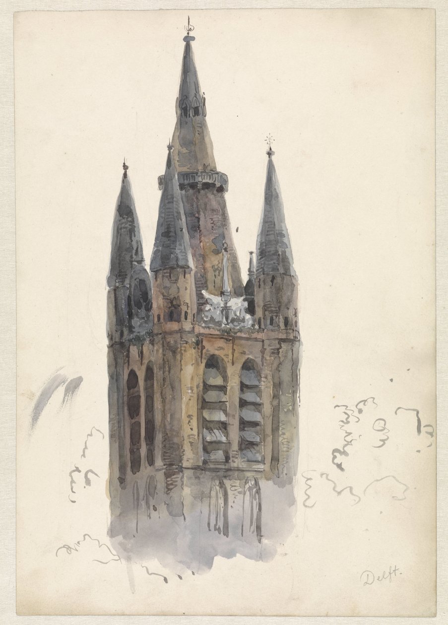 Kyrktorn i Delft av Willem Anthonie van Deventer