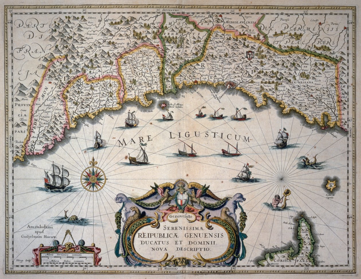 Karta över Republiken Genua, Italien av Willem Blaeu