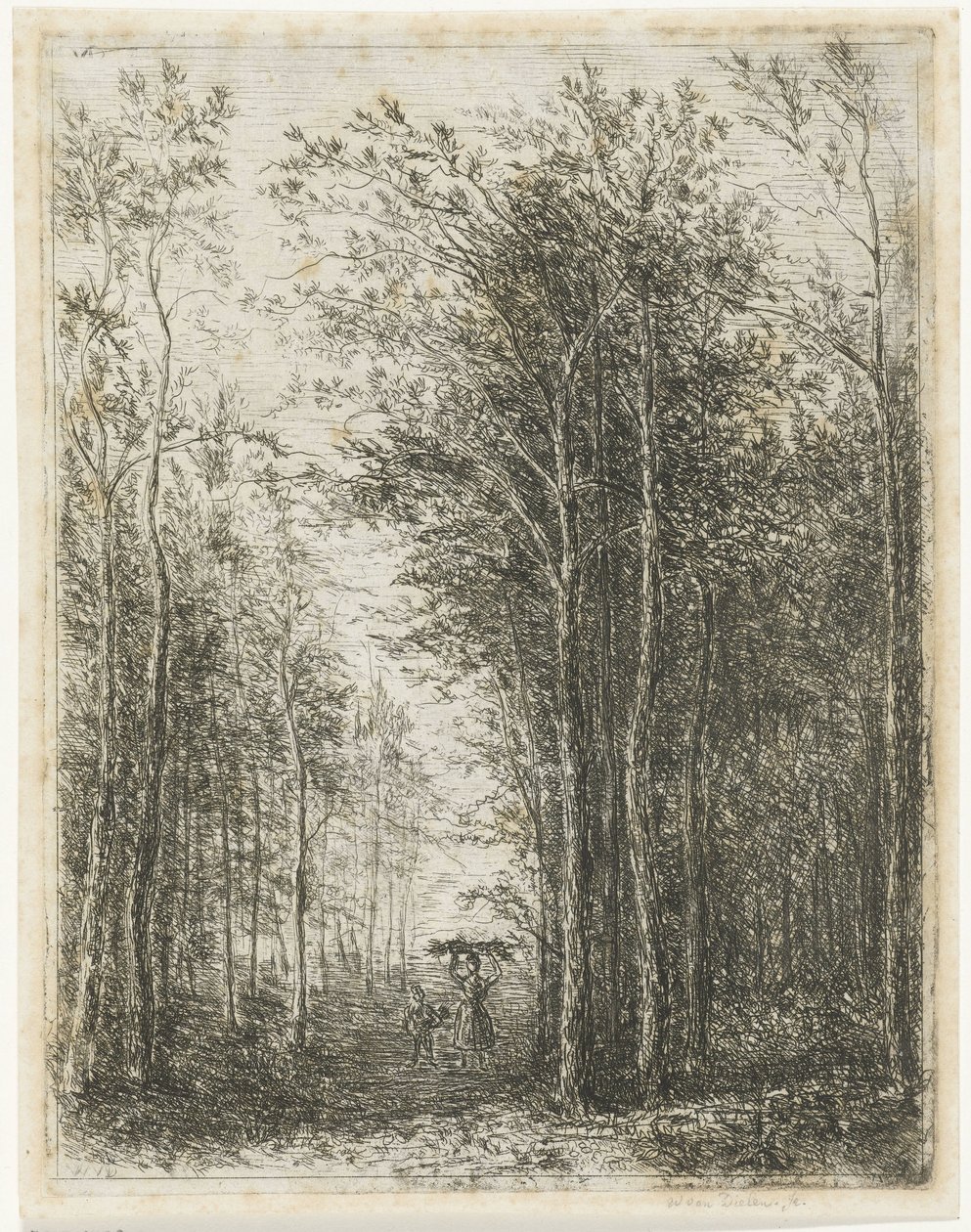 Skogslandskap med vedsamlare av Willem Matthias Jan van Dielen