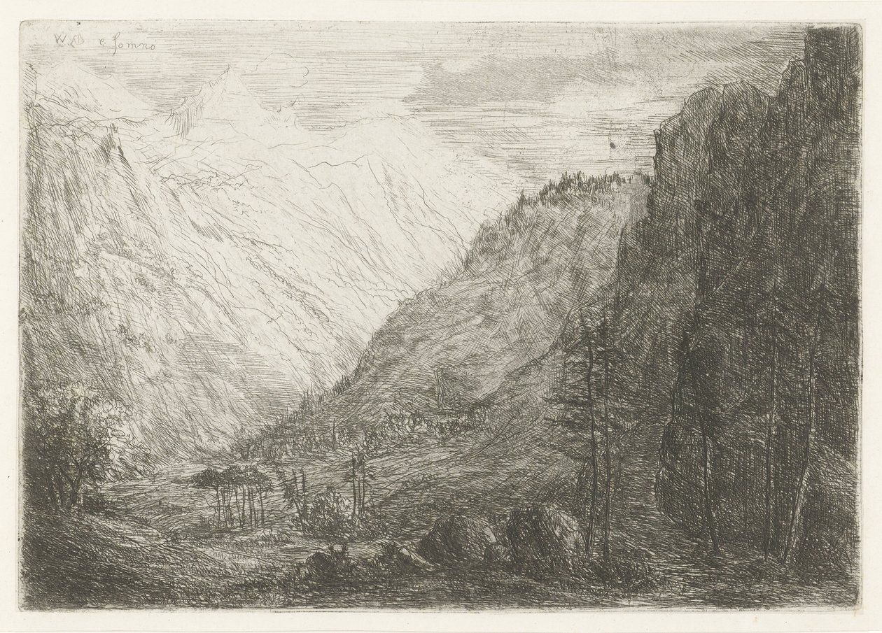 Utsikt över bergsdalen av Willem Matthias Jan van Dielen