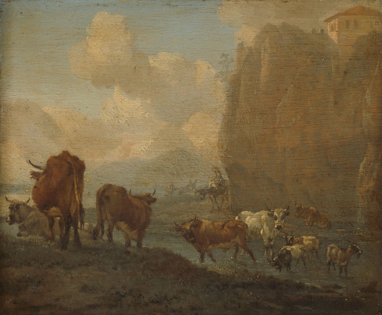 Boskap vid en flod av Willem Romeyn