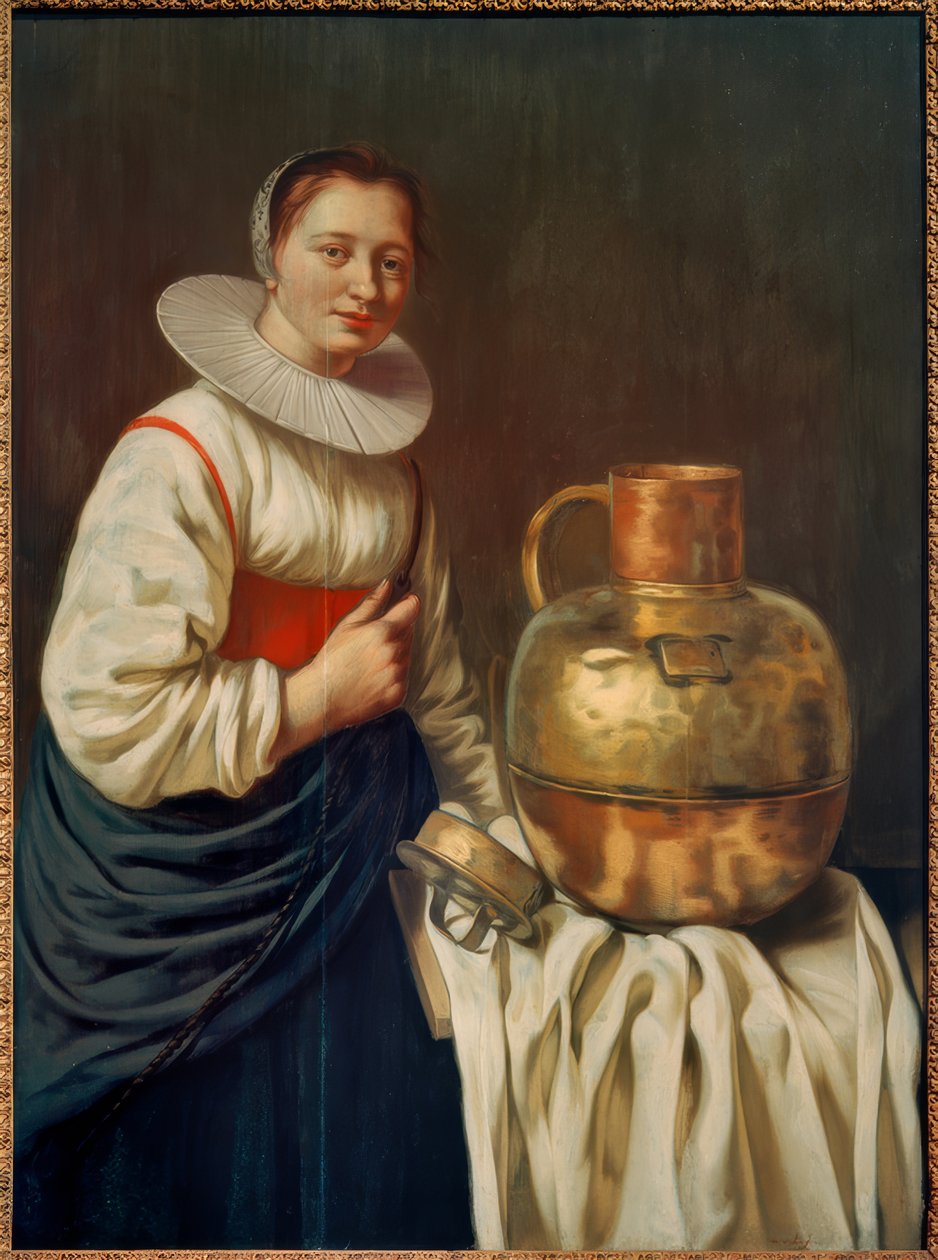 En kvinna med en kopparpanna av Willem Van Odekercken
