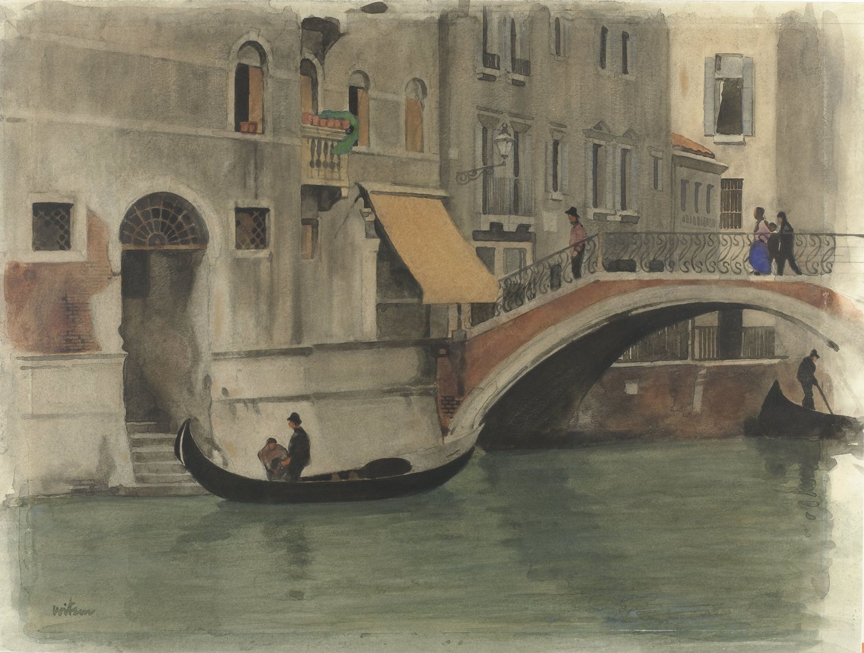 Bro över en kanal i Venedig av Willem Arnoldus Witsen