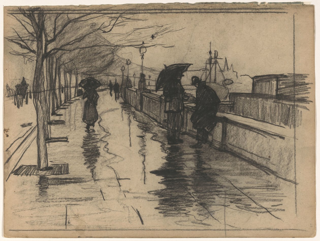 Regen, Thames Embarkment i London av Willem Arnoldus Witsen