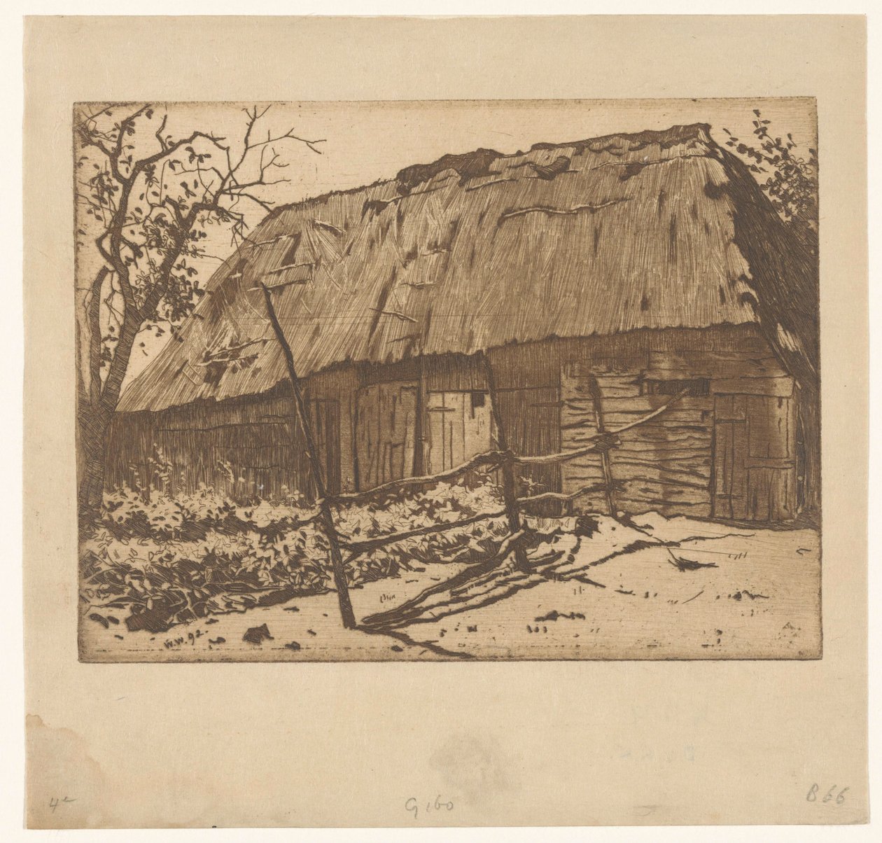 Ladugård med staket i Brabant av Willem Arnoldus Witsen