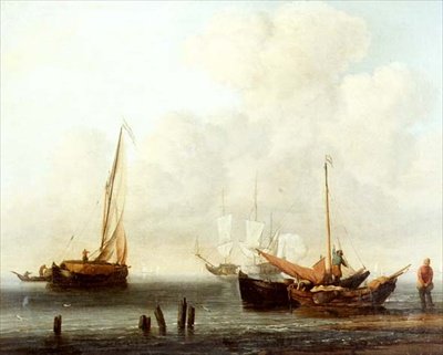 Två fiskebåtar av Willem van de Velde the Younger