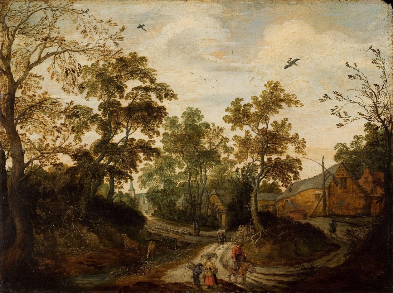 Utsikt över en by av Willem van den Bundel
