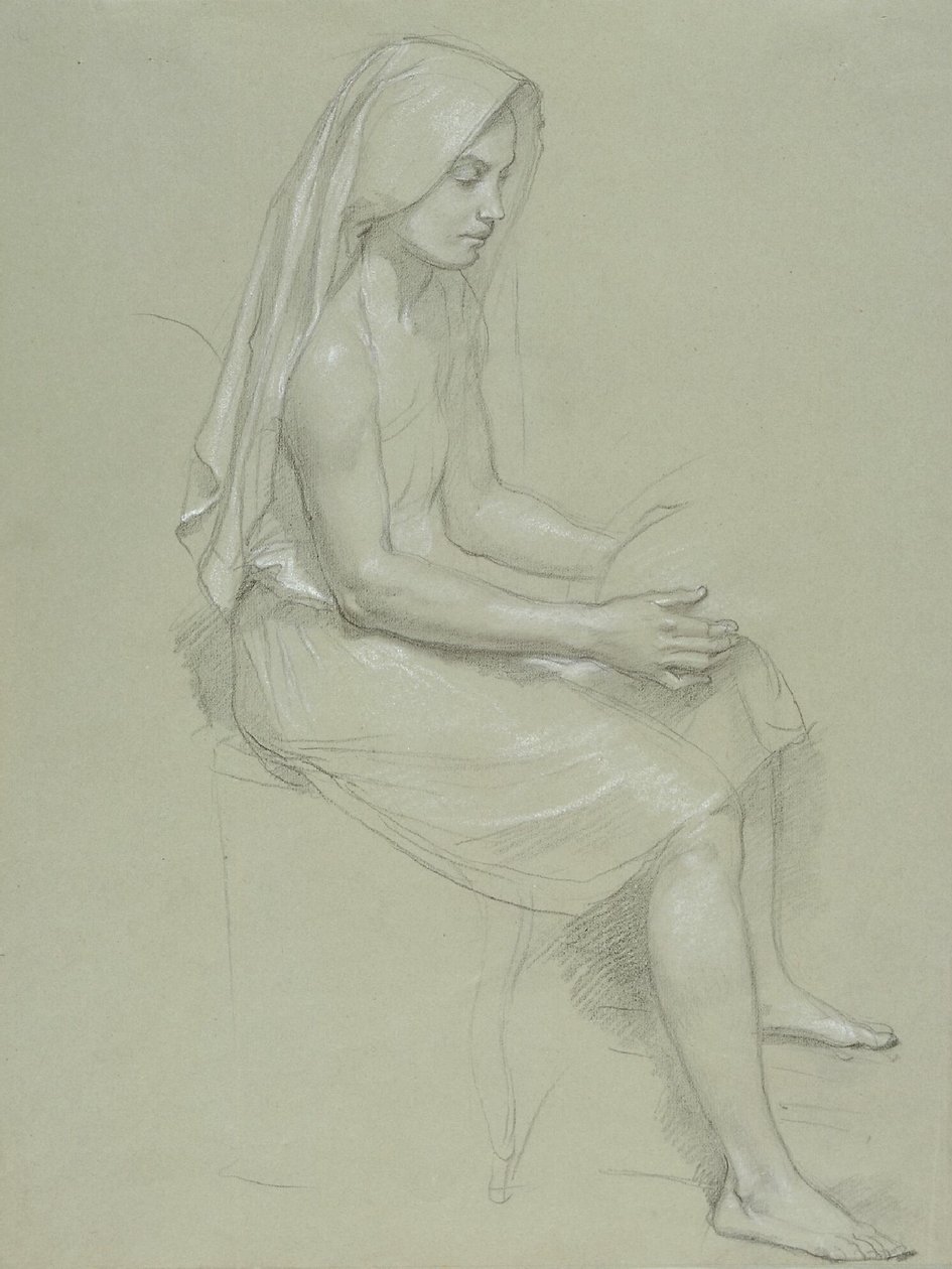 Study of a Seated Veiled Female Figure (19th Century).png av William Adolphe Bouguereau