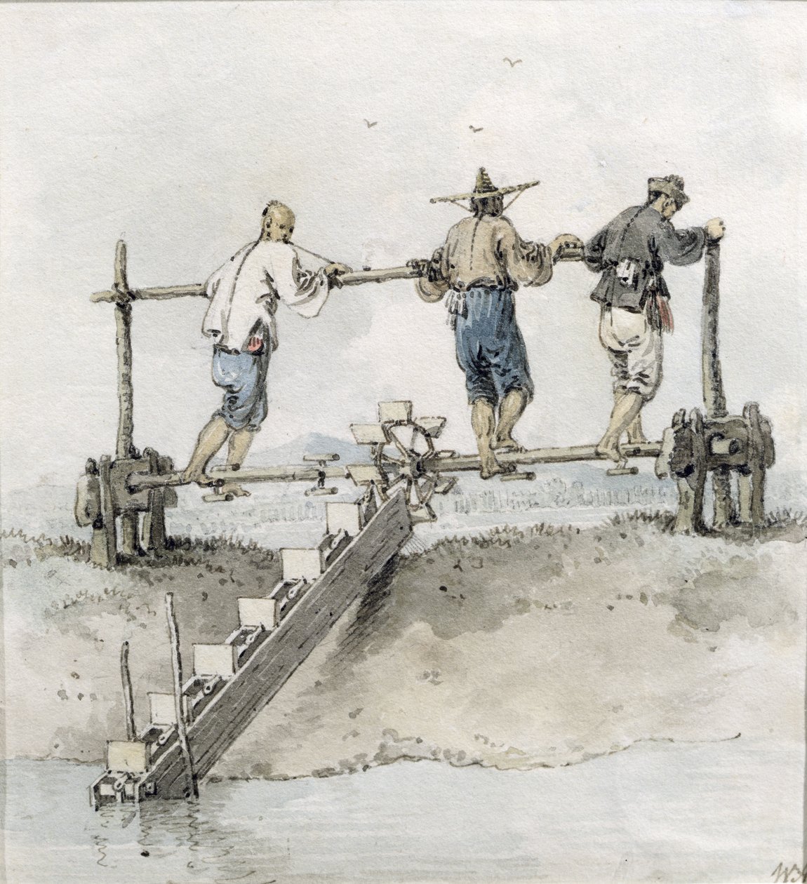 Kinesiska arbetare som arbetar på en flod (wc) av William Alexander