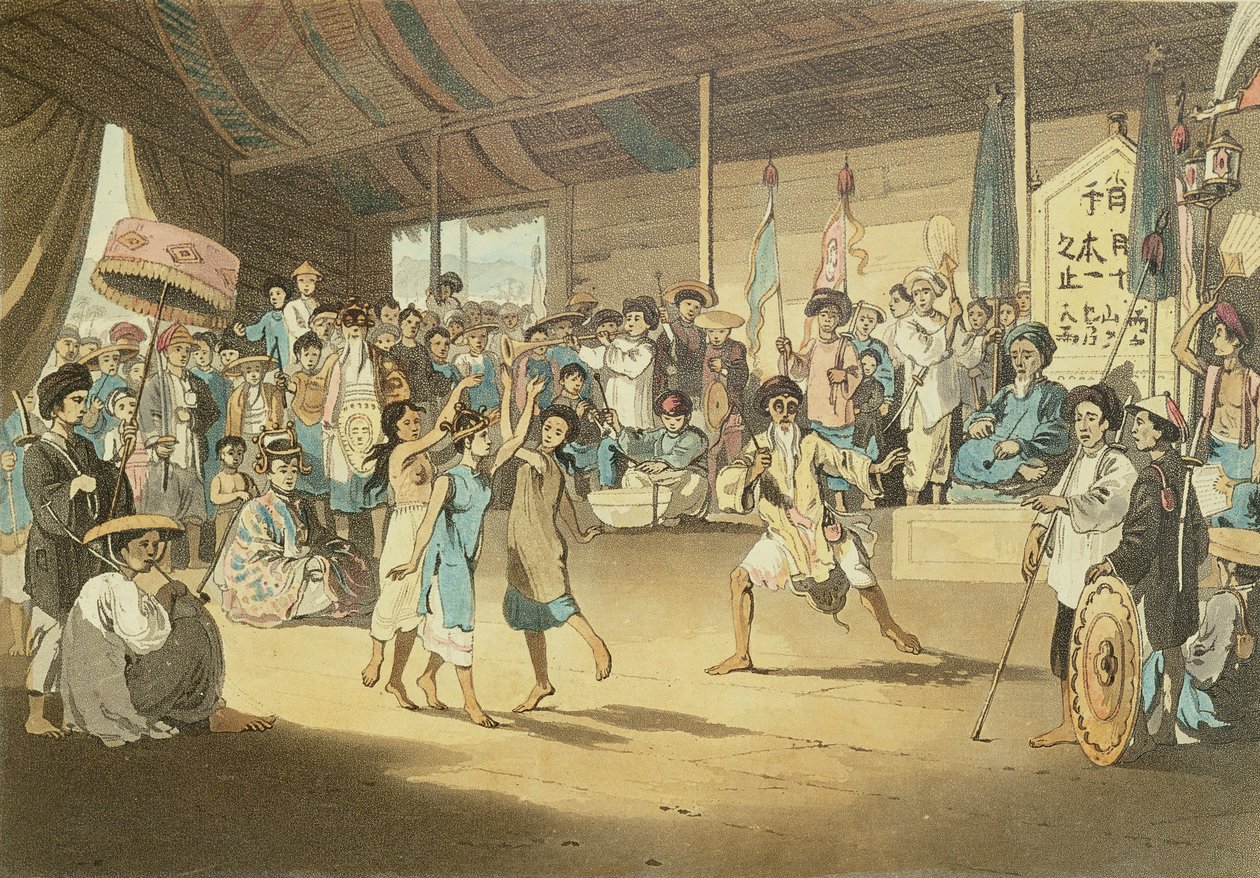 Scen i en Cochin-kinesisk opera, skylt 13 från 