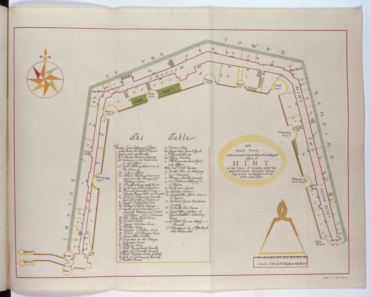 Plan över det kungliga myntverket i tornet, 1701 av William Alingham