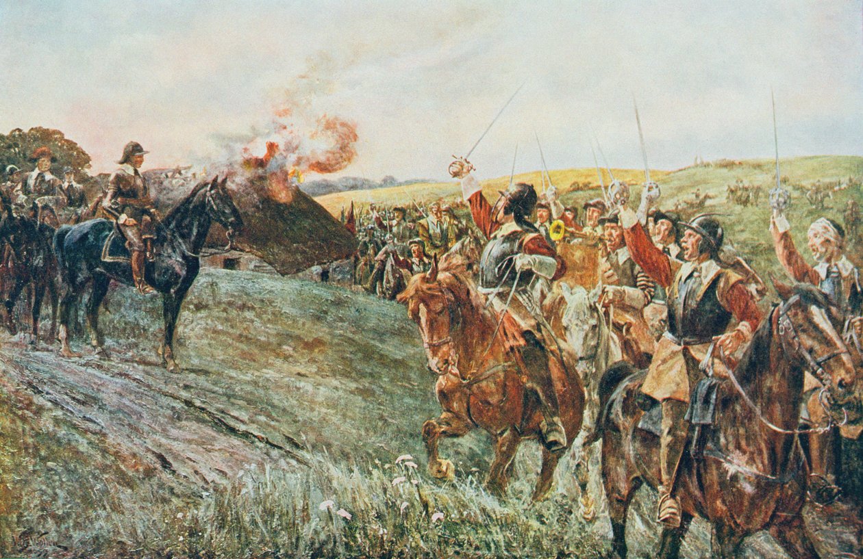 Efter slaget vid Naseby den 14 juni 1645, ur "British Battles on Land and Sea" redigerad av Sir Evelyn Wood (1838-1919), första gången publicerad 1915. av William Barnes Wollen
