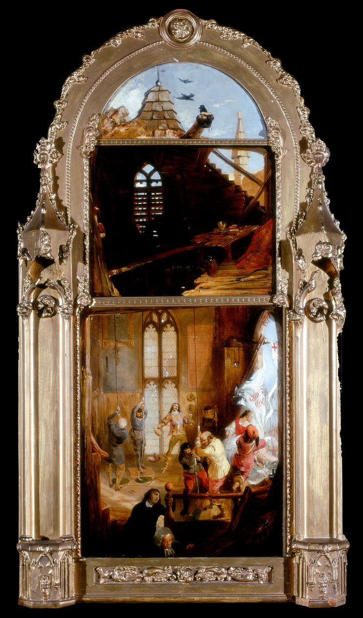 Klockare och kavaljerer som firar Charles II:s intåg i London vid restaurering, ca 1842 av William Bell Scott