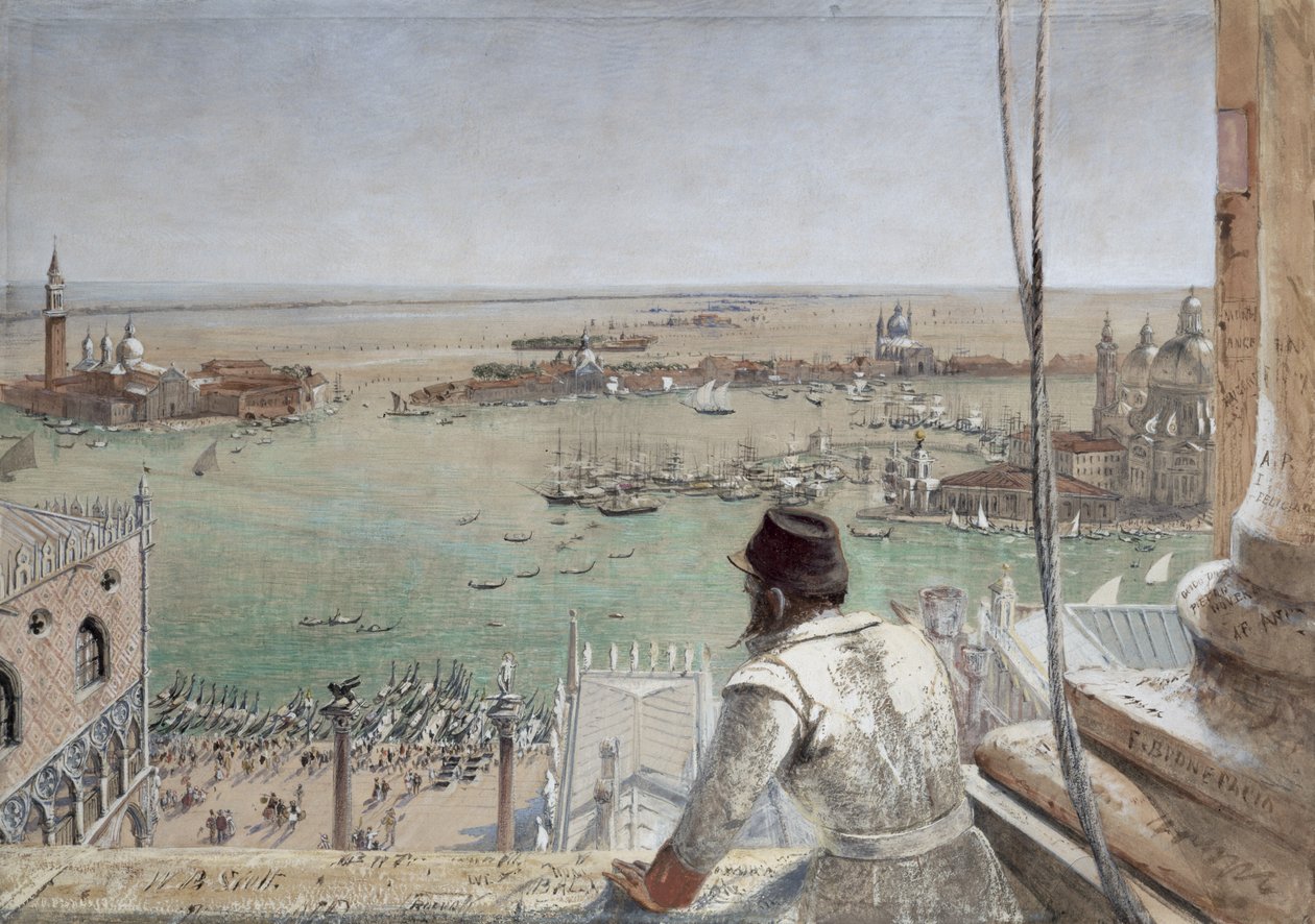 The Basin of San Marco från Campanile, Venedig, 1862 (wc på papper) av William Bell Scott