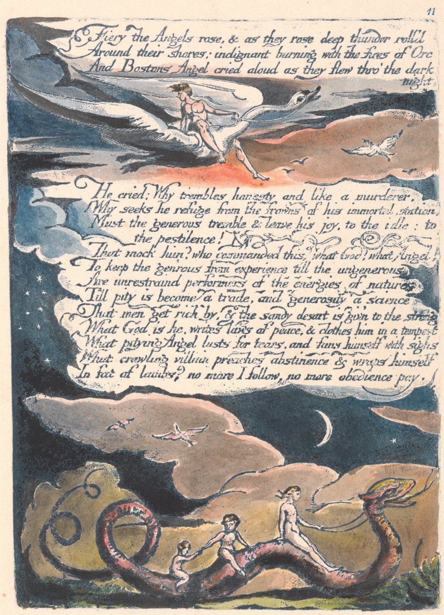 Amerika. A Prophecy, Plate 13, Fiery the Angels Rose .... av William Blake
