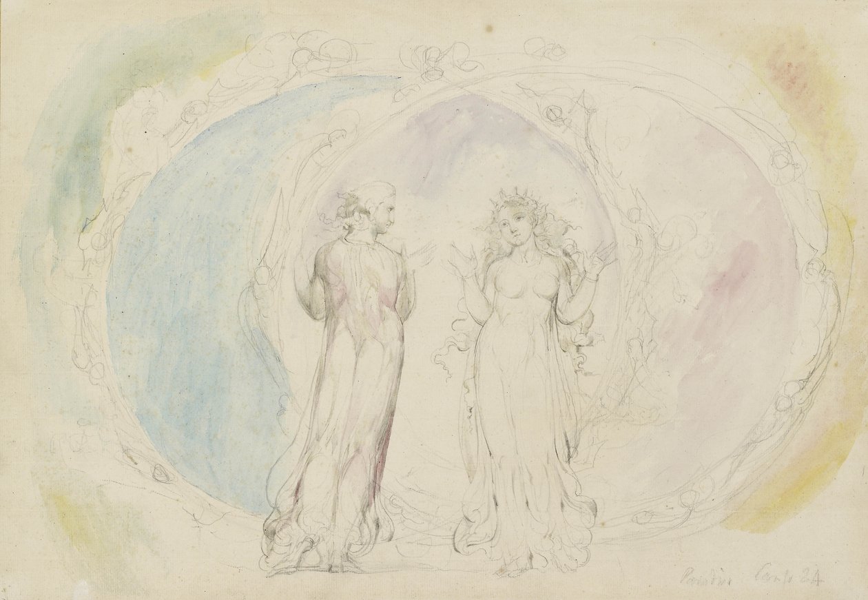Beatrice och Dante i Tvillingarna, bland Spheres of Flame, illustration till 