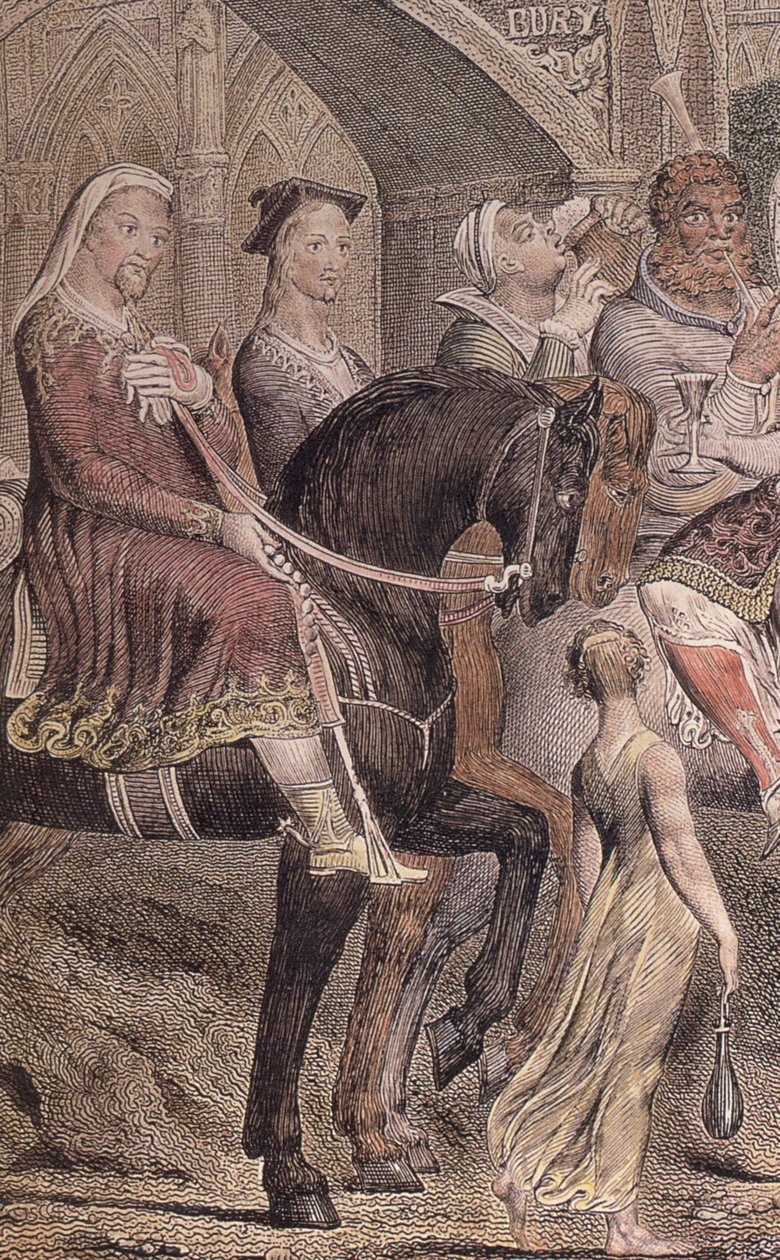 Blake-Cant-pilgrimer-detalj-b1 Färgad gravyr, 2: a tillståndet (1810) av William Blake