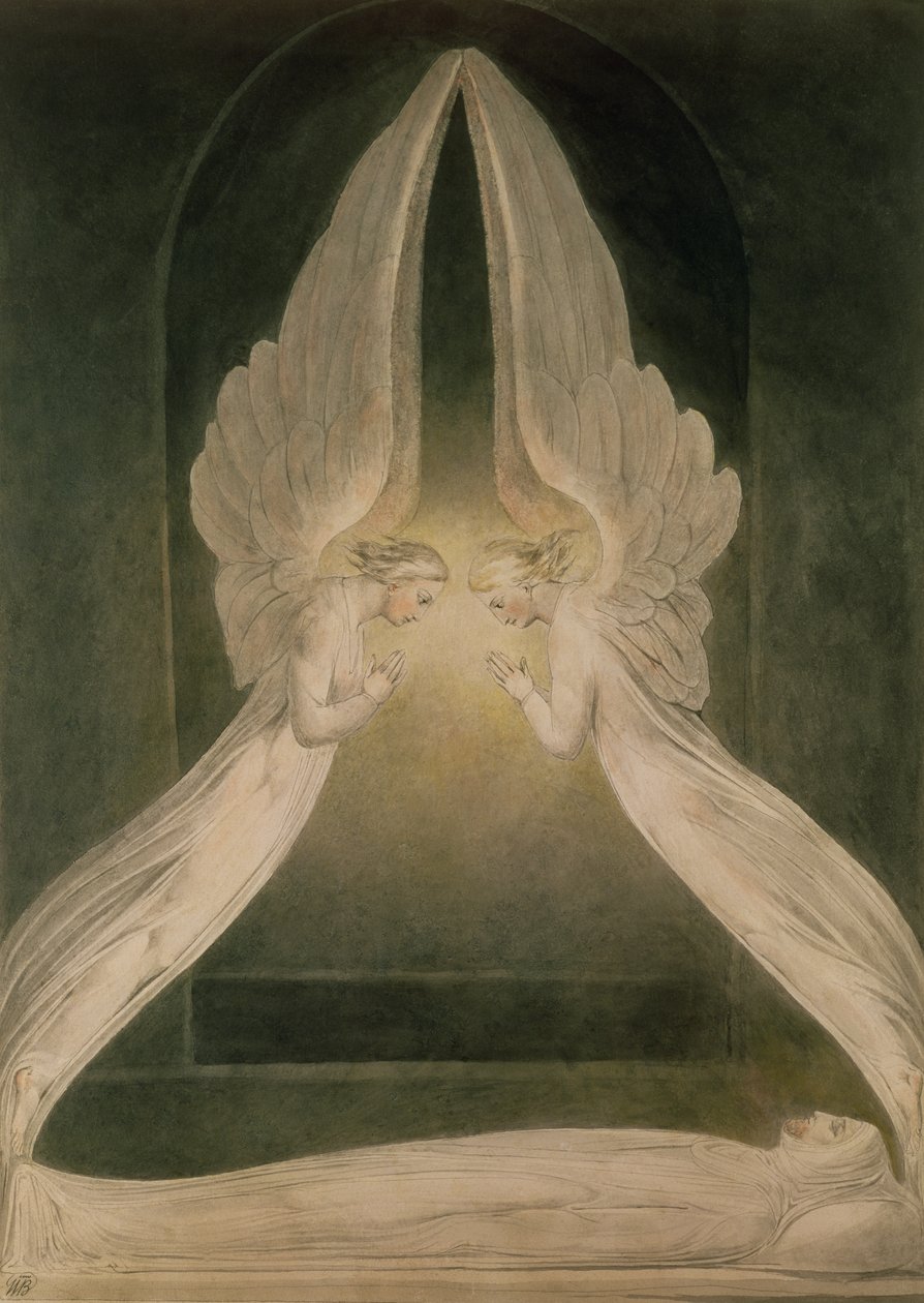 Kristus i graven, bevakad av änglar av William Blake