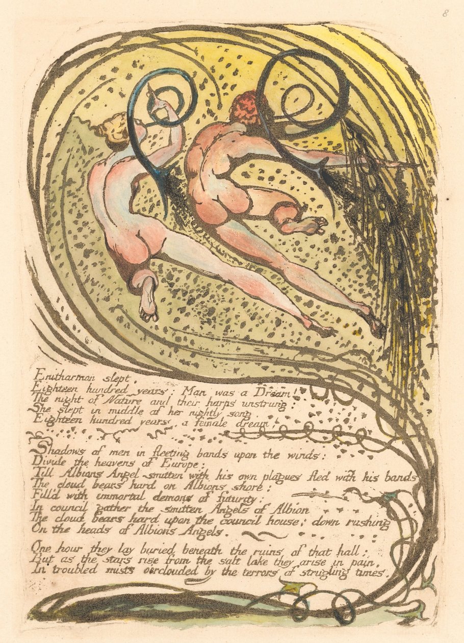 Europa. En profetia, platta 10, Enitharmon sov. . . . (Bentley 12) av William Blake