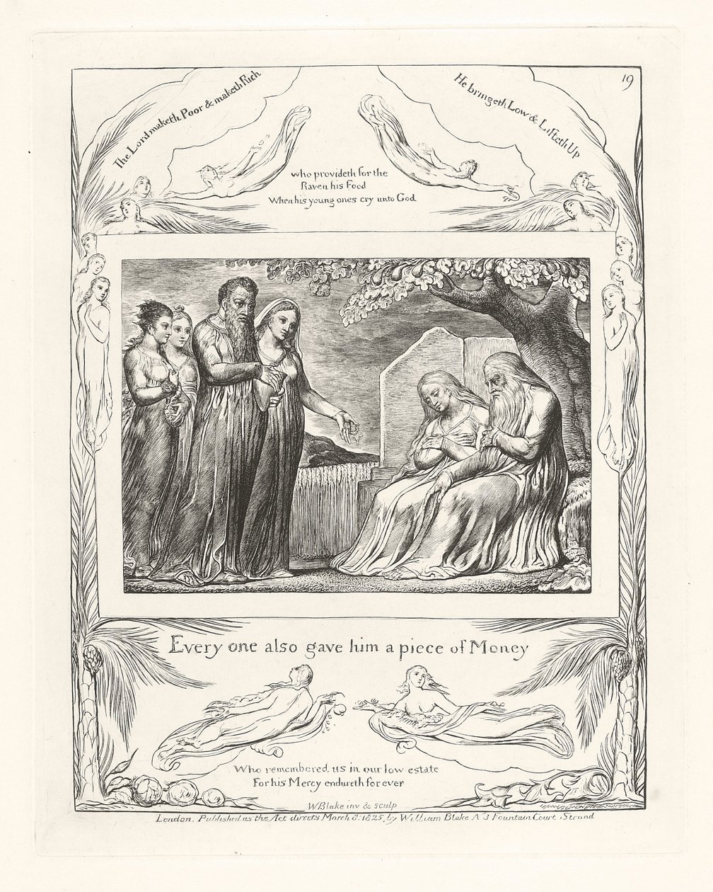 Var och en gav honom också en bit pengar, 1825 av William Blake