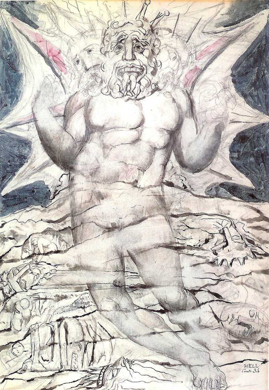 Hell, canto 34: Lucifer av William Blake