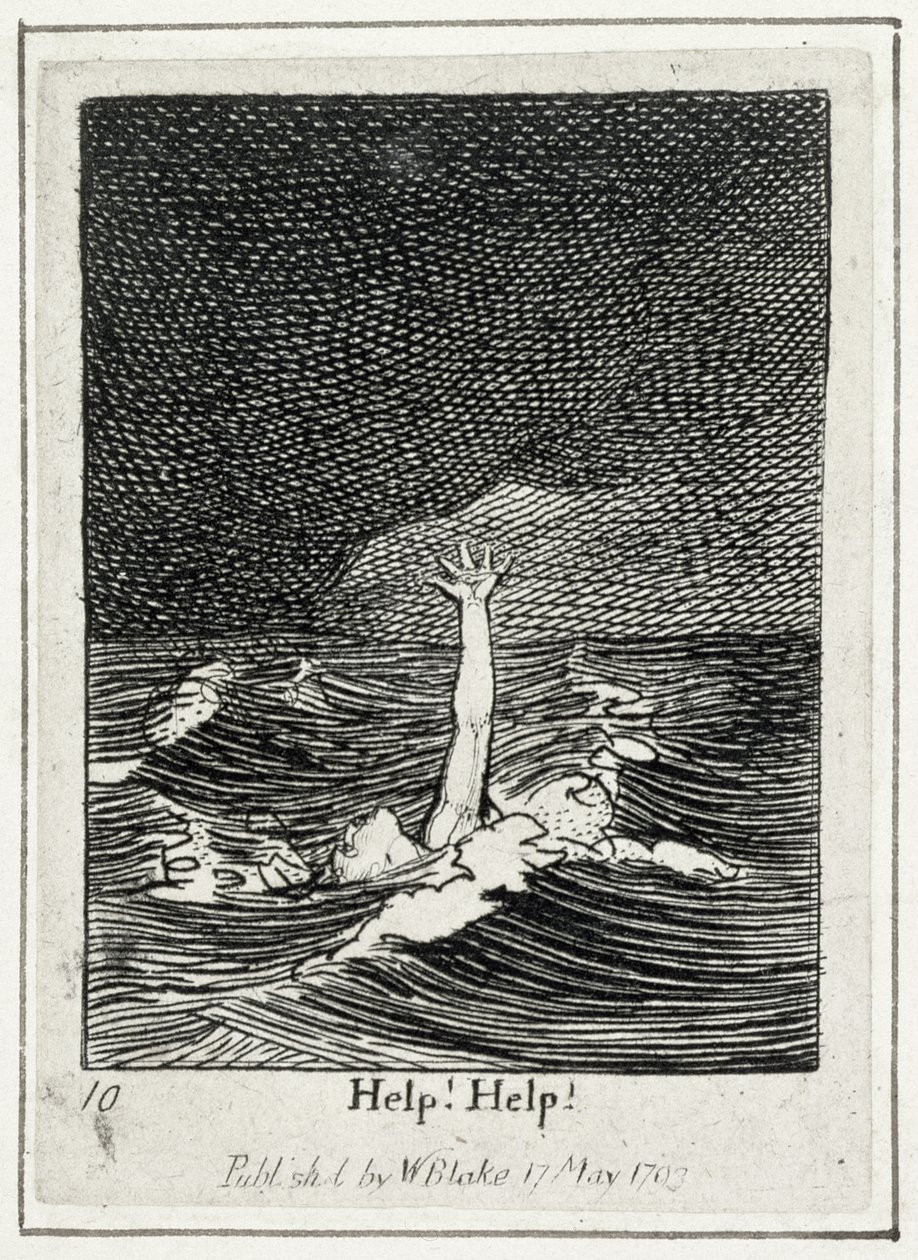 Hjälp! Hjälp!, tallrik 10 från For the Sexes, The Gates of Paradise, pub. 1793 (linjegravyr) av William Blake