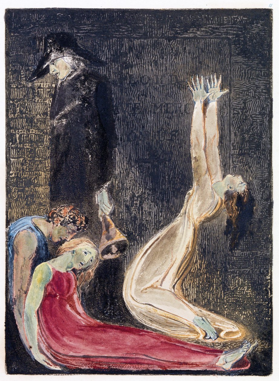 Illustration från "Europe: a Prophecy", Lambeth, 1794 (bläck och bläckspegel på papper) av William Blake