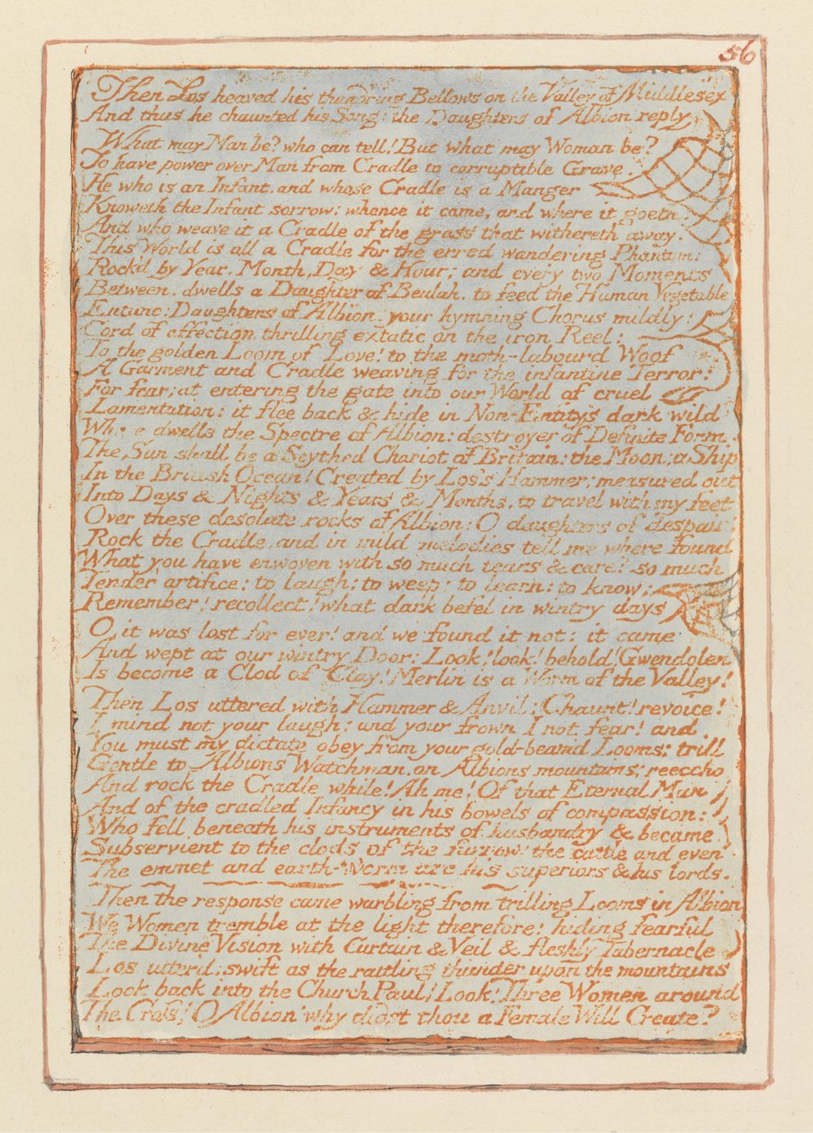 Jerusalem, tallrik 56, sedan höjde Los .... av William Blake