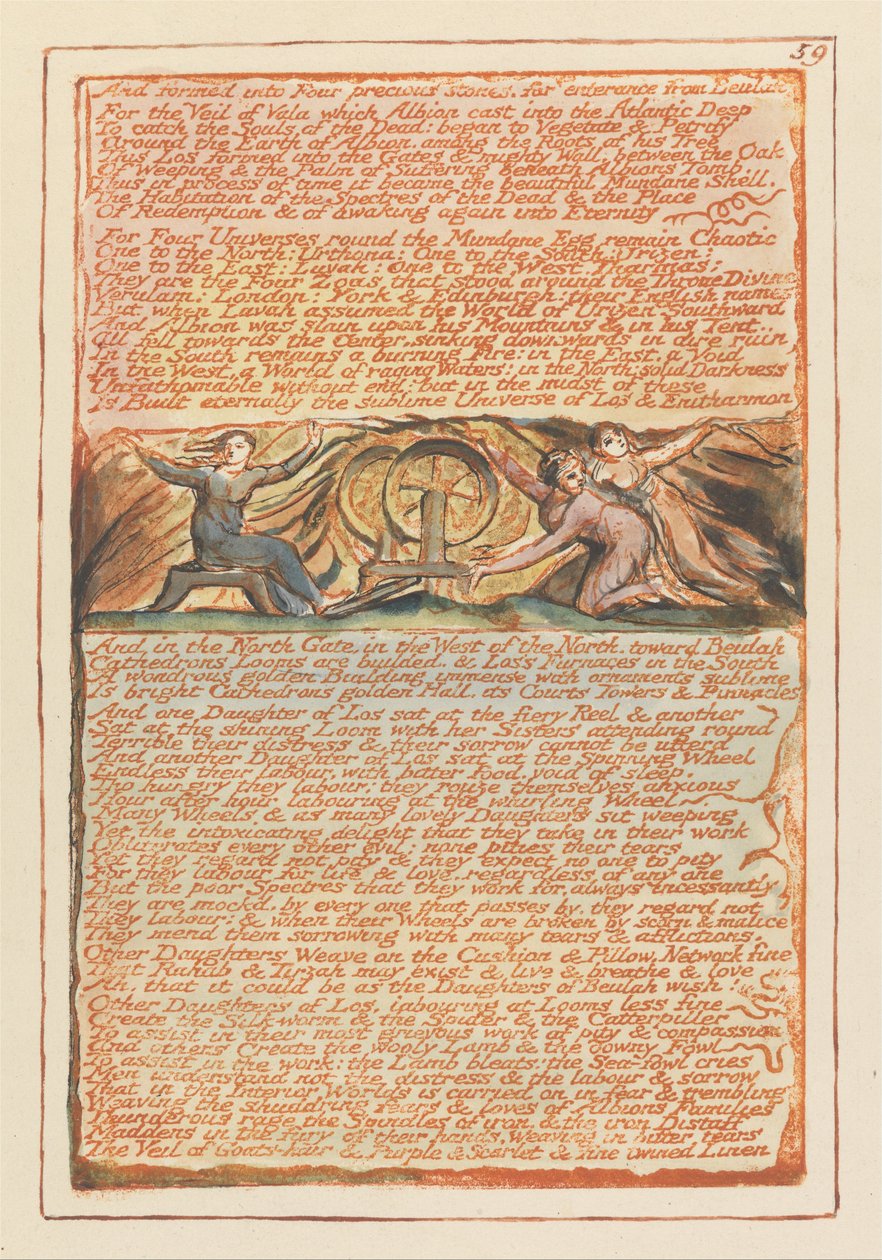 Jerusalem, tallrik 59, och formad till fyra ädelstenar .... av William Blake