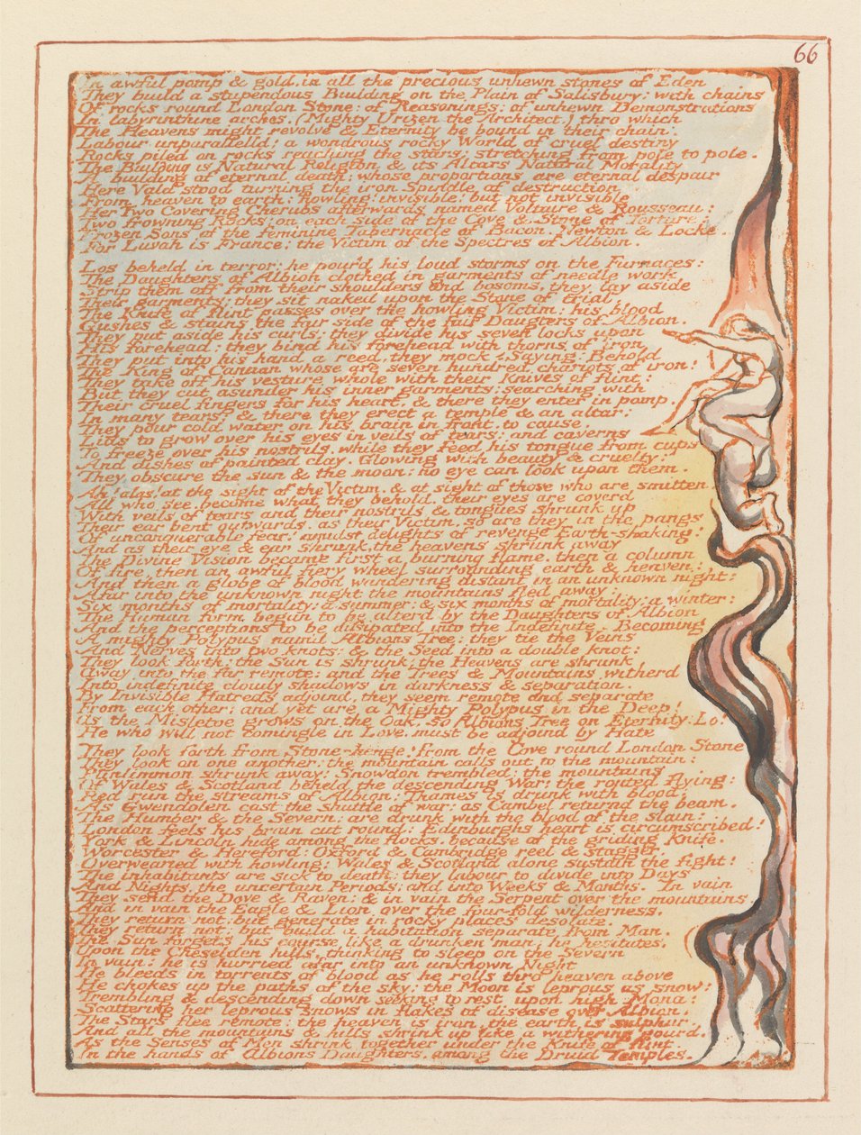 Jerusalem, tallrik 66, i hemsk pomp och guld .... av William Blake