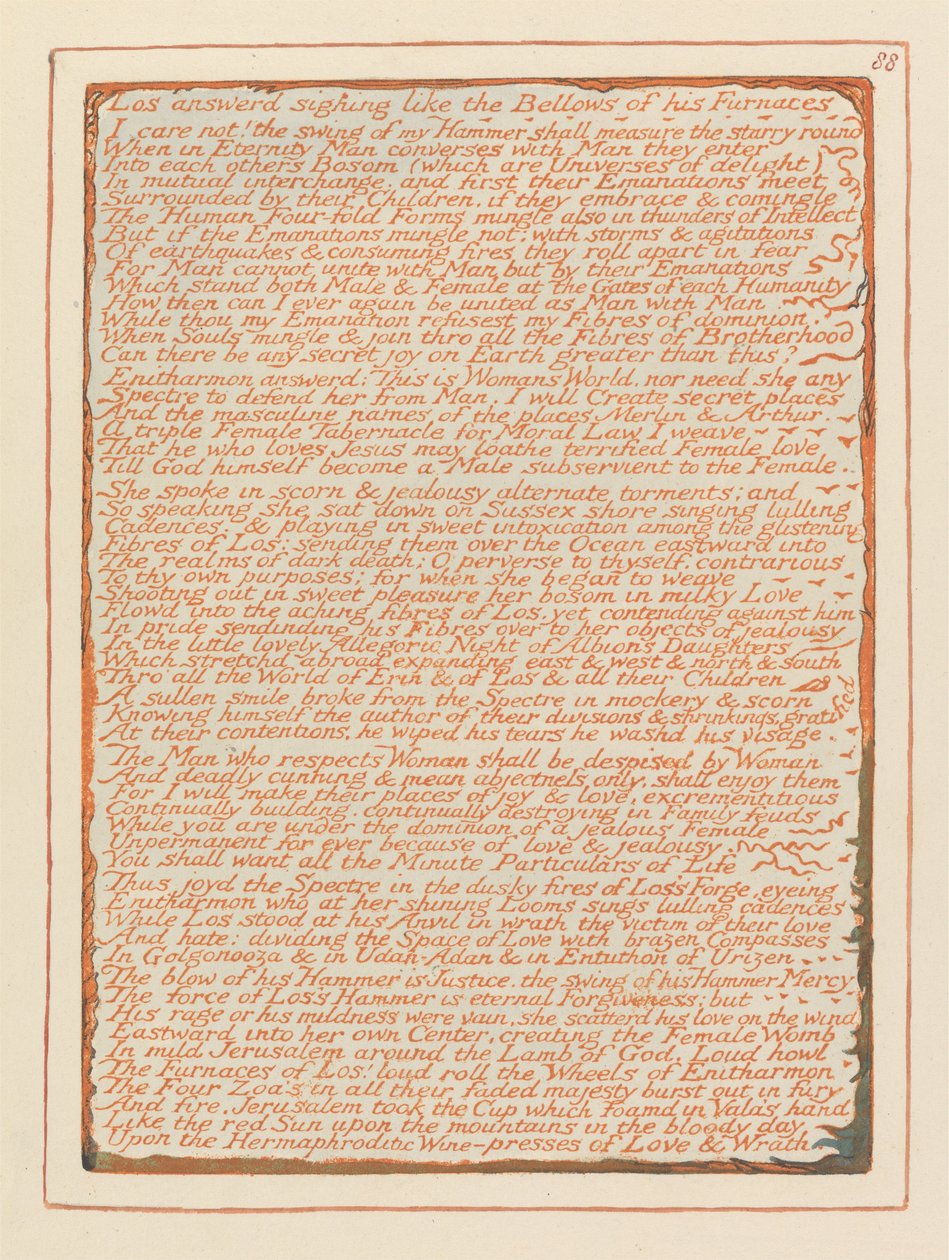 Jerusalem, tallrik 88, Los svarade suckande .... av William Blake