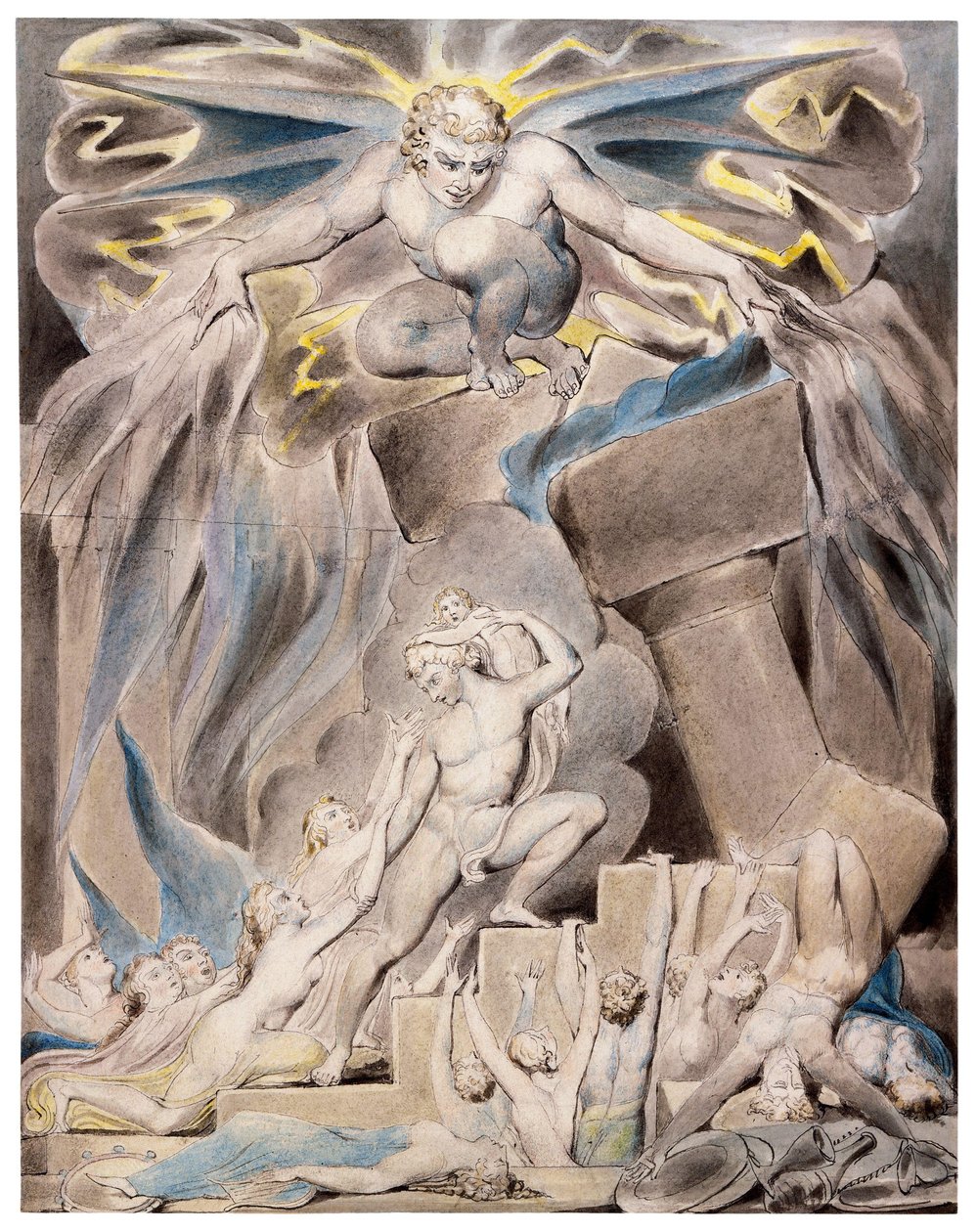 Jobs Sons and Daughters Overwhelmed by Satan av William Blake