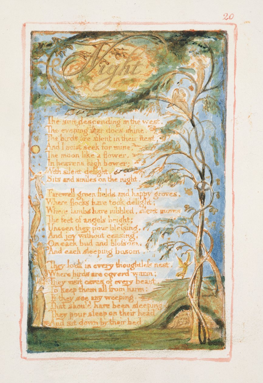 S.125-1950.pt20 Natt: tavla 20 från Songs of Innocence and of Experience (kopia AA) c.1815-26 (etsning, bläck och wc) av William Blake