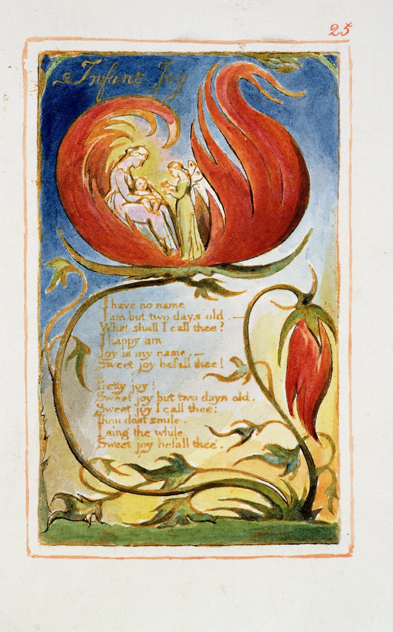 P.125-1950.pt25 Infant Joy: skylt 25 från Songs of Innocence and of Experience (kopia AA) c.1815-26 (etsning, bläck och wc) av William Blake