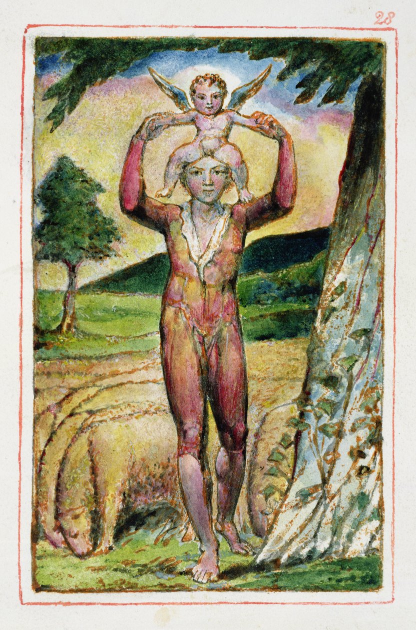 P.125-1950.pt28 Frontispice till Songs of Experience: skylt 28 från Songs of Innocence and of Experience (kopia AA) c.1815-26 (etsning, bläck och wc) av William Blake