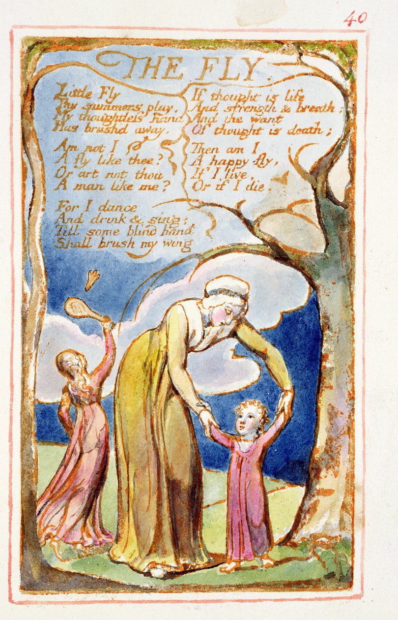 P.125-1950.pt40 Flugan: plansch 40 från Songs of Innocence and of Experience (kopia AA) c.1815-26 (etsning, bläck och vax) av William Blake
