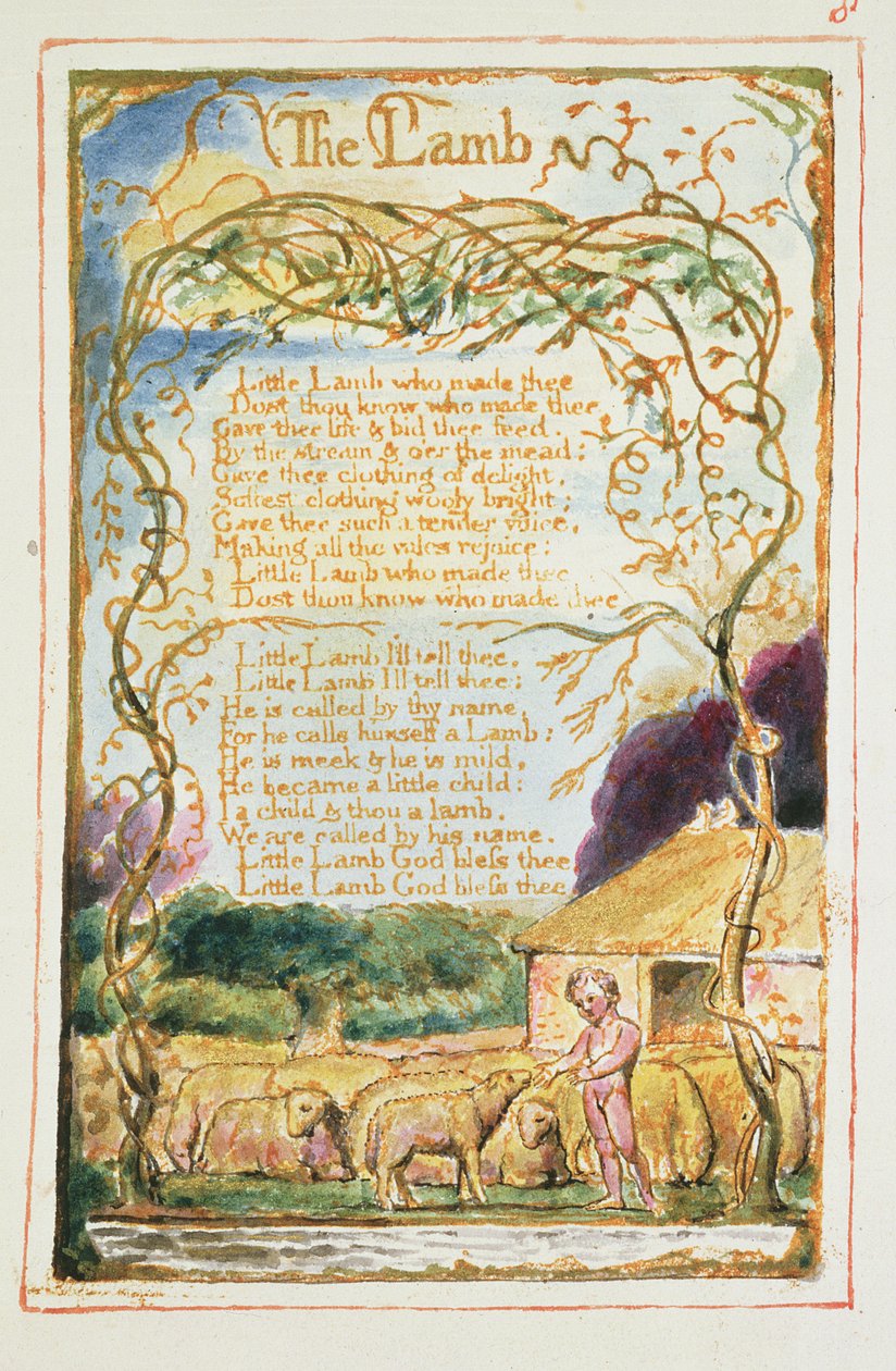 P.125-1950.pt8 Lammet: tavla 8 från "Songs of Innocence and of Experience" (kopia AA) c.1815-26 (etsning, bläck och wc) av William Blake