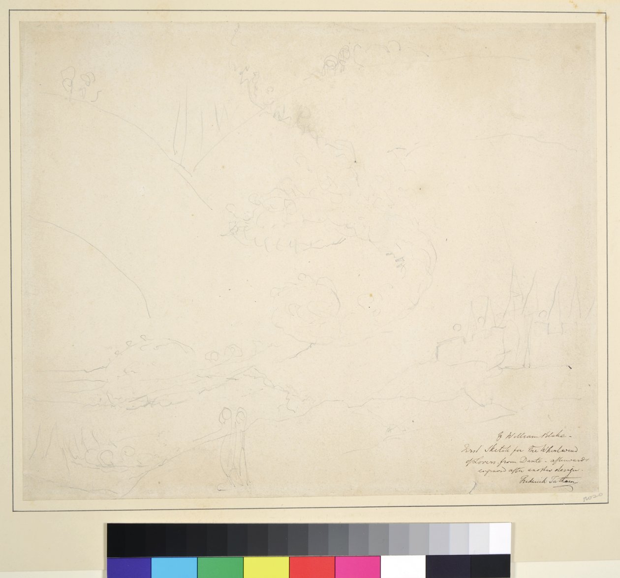Skiss till "Ängeln som korsar Styx", ca 1824-27 (grafit på papper) av William Blake