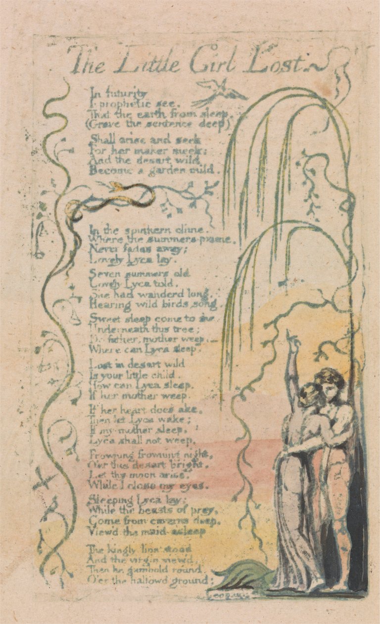 Songs of Innocence and of Experience, Plate 20, The Little Girl Lost (Bentley 34) av William Blake