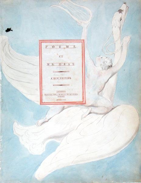 The Pindaric Genius Receiving his Lyre, titelsida från The Poems of Thomas Gray, publicerad 1797-98 (wc med penna och svart bläck på papper) av William Blake