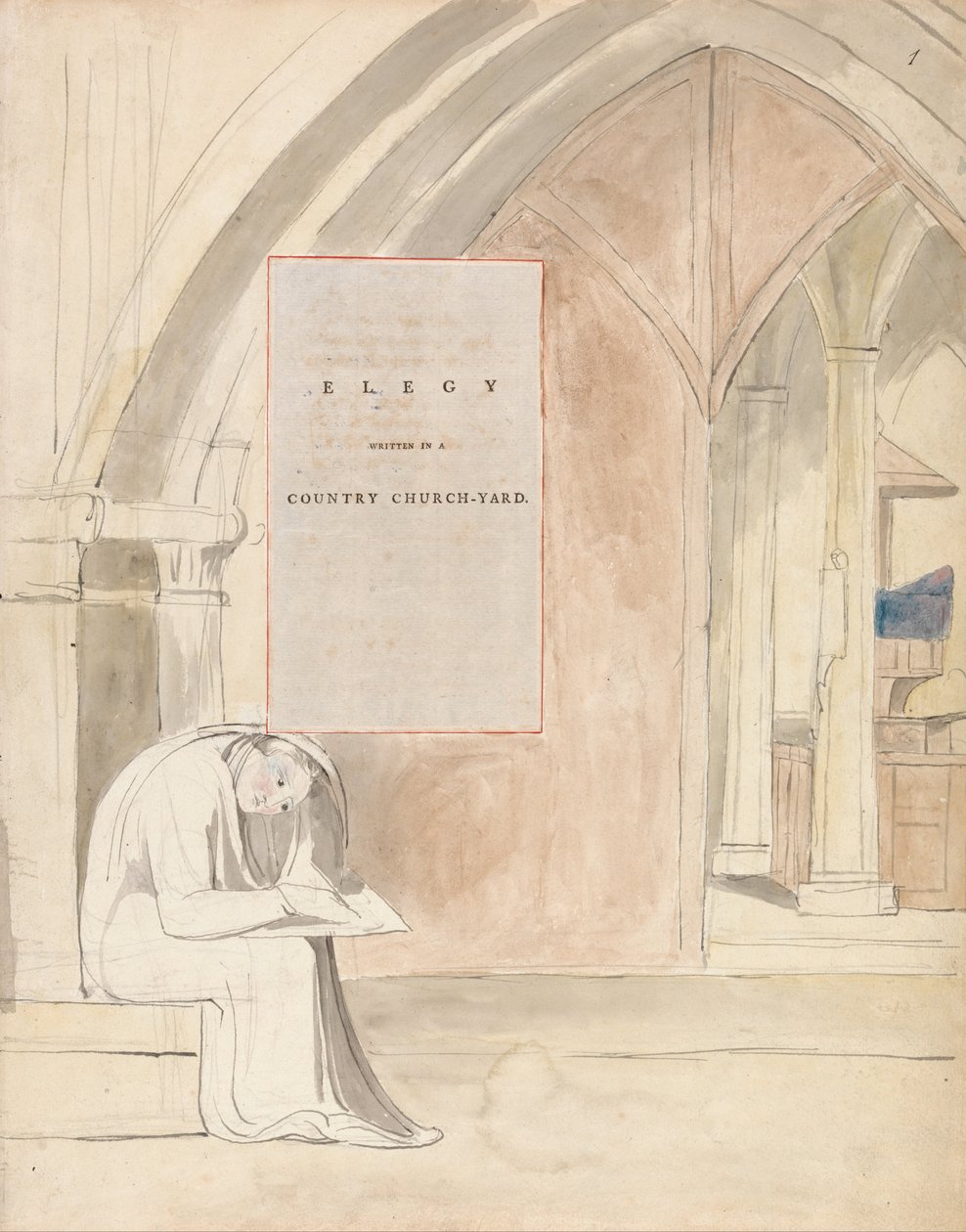 Thomas Greys dikter, design 105, elegans skriven i en lantlig kyrka-gård. av William Blake