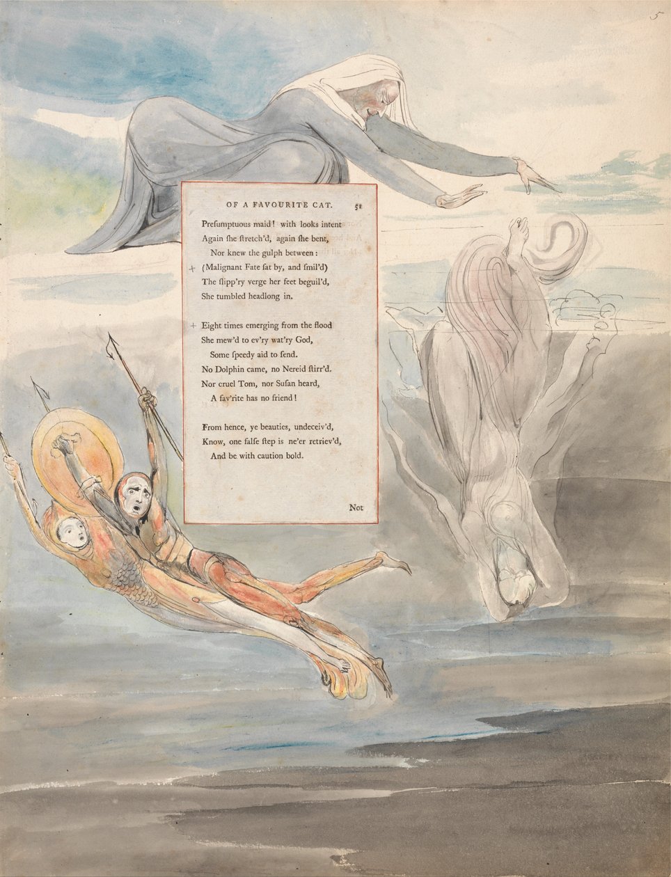Thomas Greys dikter, design 11, ode om en favoritkats död. av William Blake